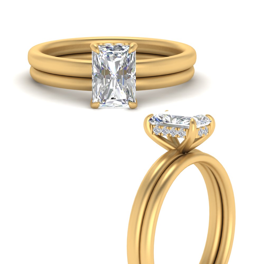 0.50 To 5 Carat Delicate Thin Setting Hidden Lab Halo Bridal Set 14K Gold