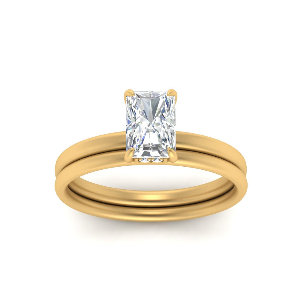 0.50 To 5 Carat Delicate Thin Setting Hidden Lab Halo Bridal Set 14K Gold