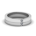 Load image into Gallery viewer, 2 Stone Round Cut Lab Diamond Wedding Band For Mens 14k White Gold|Cuts &amp; Carat
