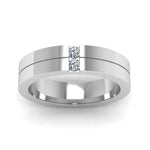 Load image into Gallery viewer, 2 Stone Round Cut Lab Diamond Wedding Band For Mens 14k White Gold|Cuts &amp; Carat
