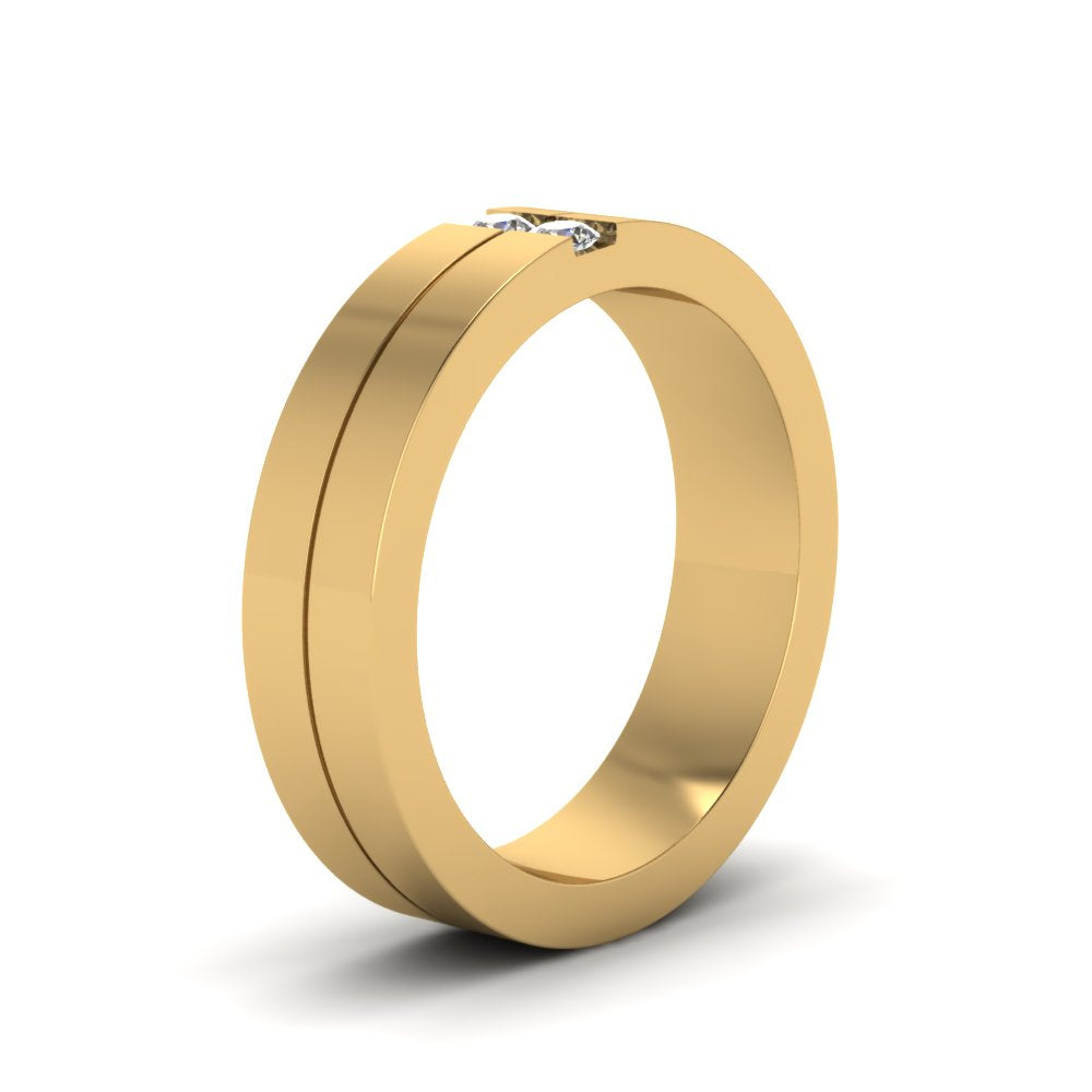 2 Stone Round Cut Lab Diamond Wedding Band For Mens 14k Yellow Gold|Cuts & Carat