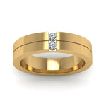 Load image into Gallery viewer, 2 Stone Round Cut Lab Diamond Wedding Band For Mens 14k Yellow Gold|Cuts &amp; Carat
