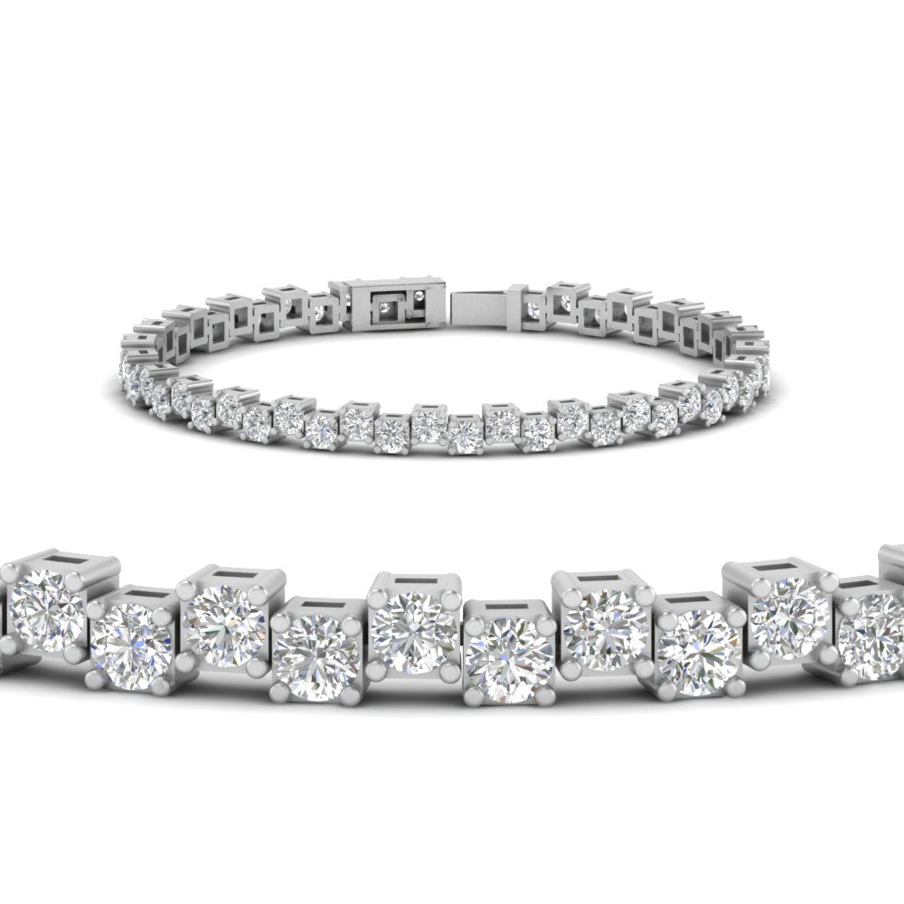 5.20 Carat Zig Zag Tennis Lab Round Diamond Bracelet 14K Gold