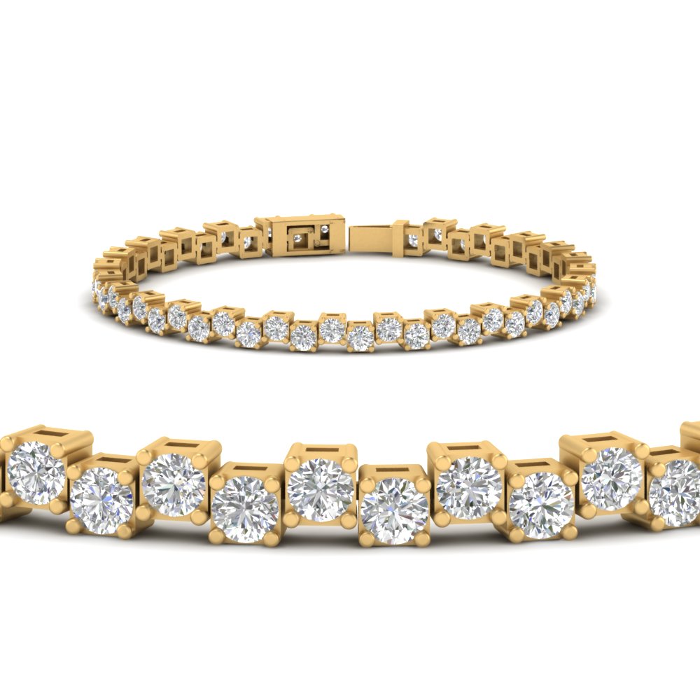 5.20 Carat Zig Zag Tennis Lab Round Diamond Bracelet 14K Gold